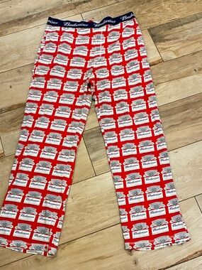 Budweiser Red & White Men's Logo Pajama Pants